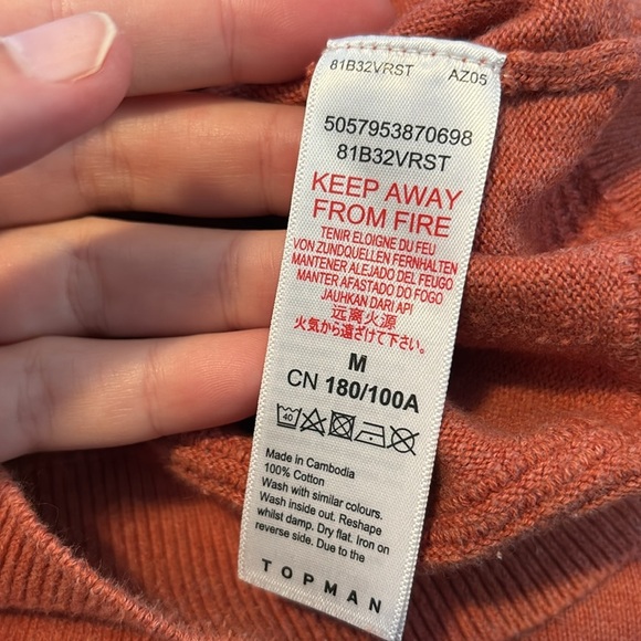 Topman men’s dark orange crew neck sweater size medium - Picture 8 of 8